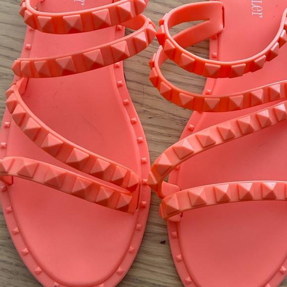 Olivia Miller Studded Jelly Slide Sandals Coral Pink Slip On 8 - Picture 6 of 8
